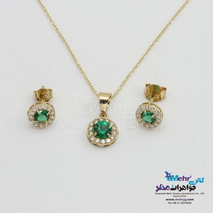 Gold half set - necklace and earrings - geometric design-MS0613